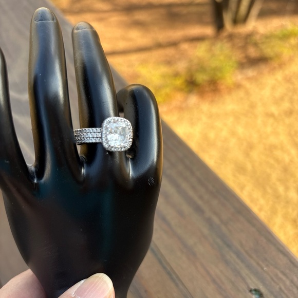 Cubic zirconia, Silver Women's Ring wedding set vacation ring - Picture 4 of 7